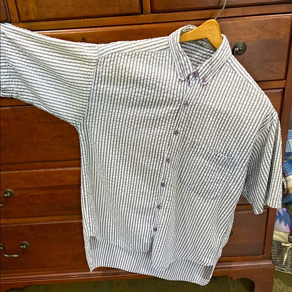 Men’s Seersucker Stripe Cotton Shirt